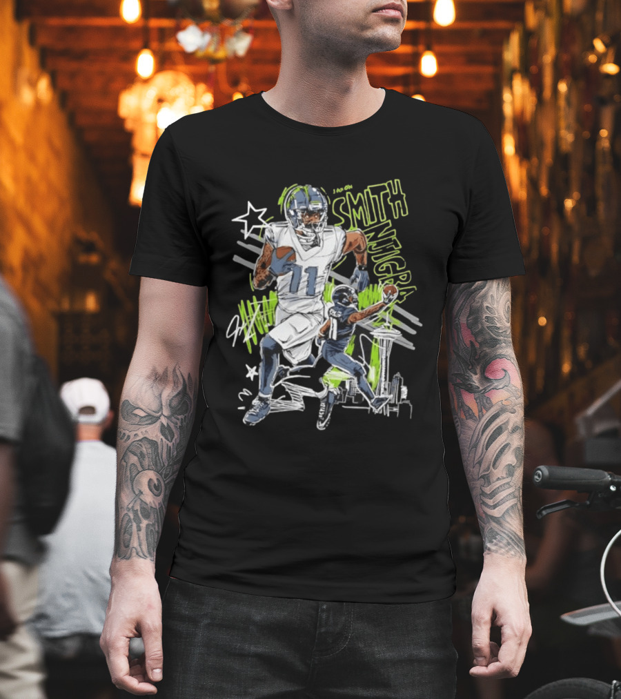 Jaxon Smith Njigba Seattle Seahawks 11 Scribble Football T-Shirt
