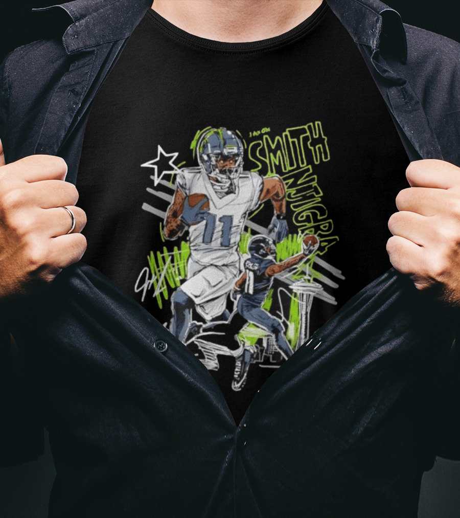 Jaxon Smith Njigba Seattle Seahawks 11 Scribble Football T-Shirt