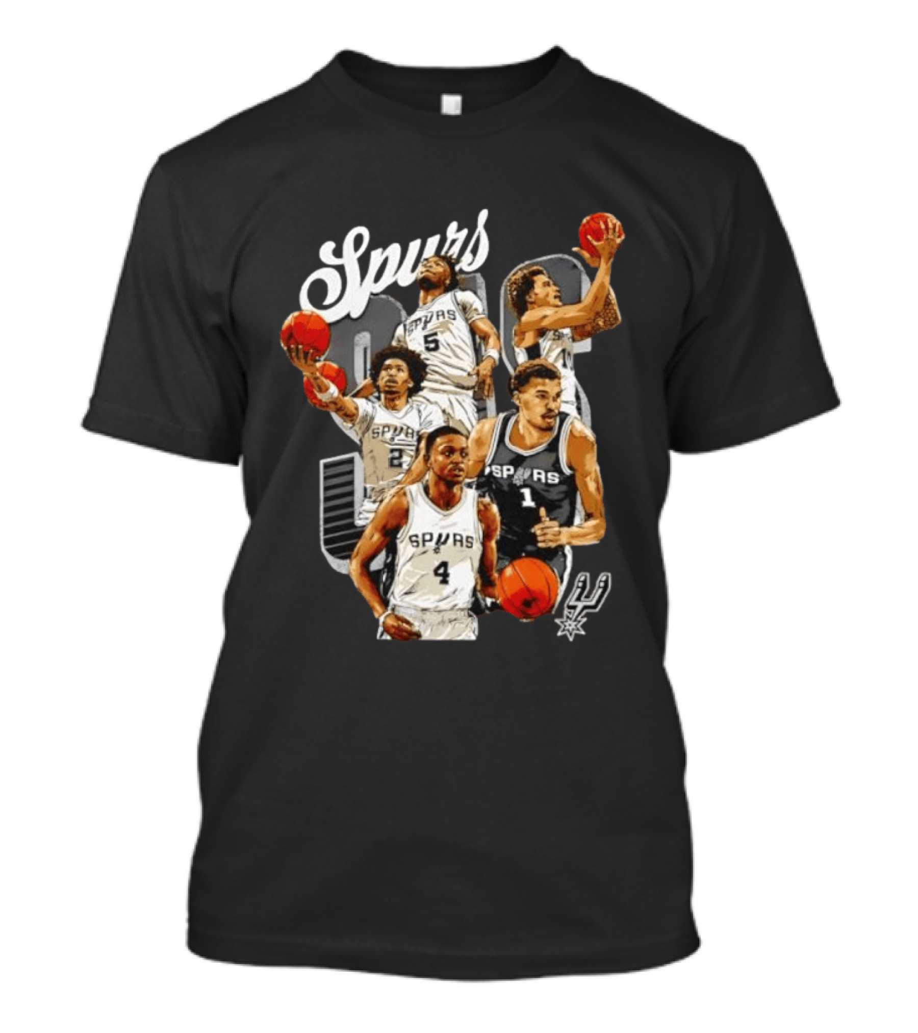 San Antonio Spurs 2026 Starting Five Team Players With Basketballs T-Shirt