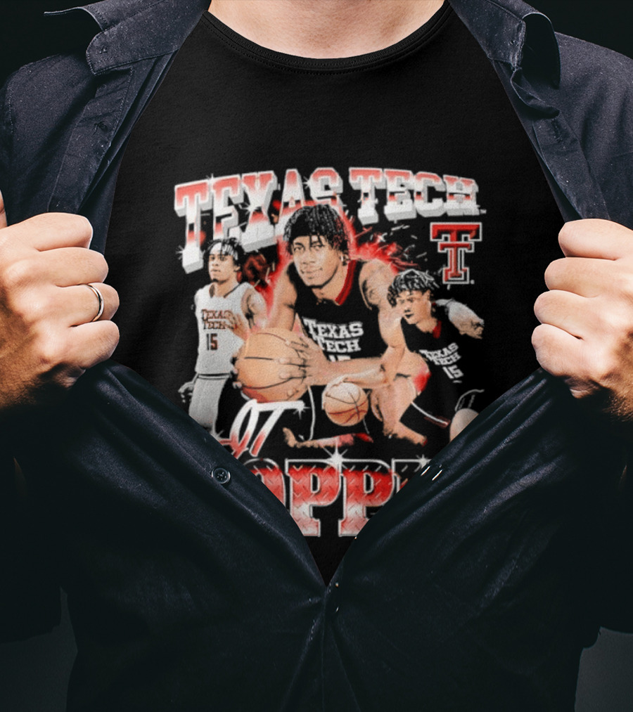 Texas Tech Basketball JT Toppin Red Raiders Collage T-Shirt