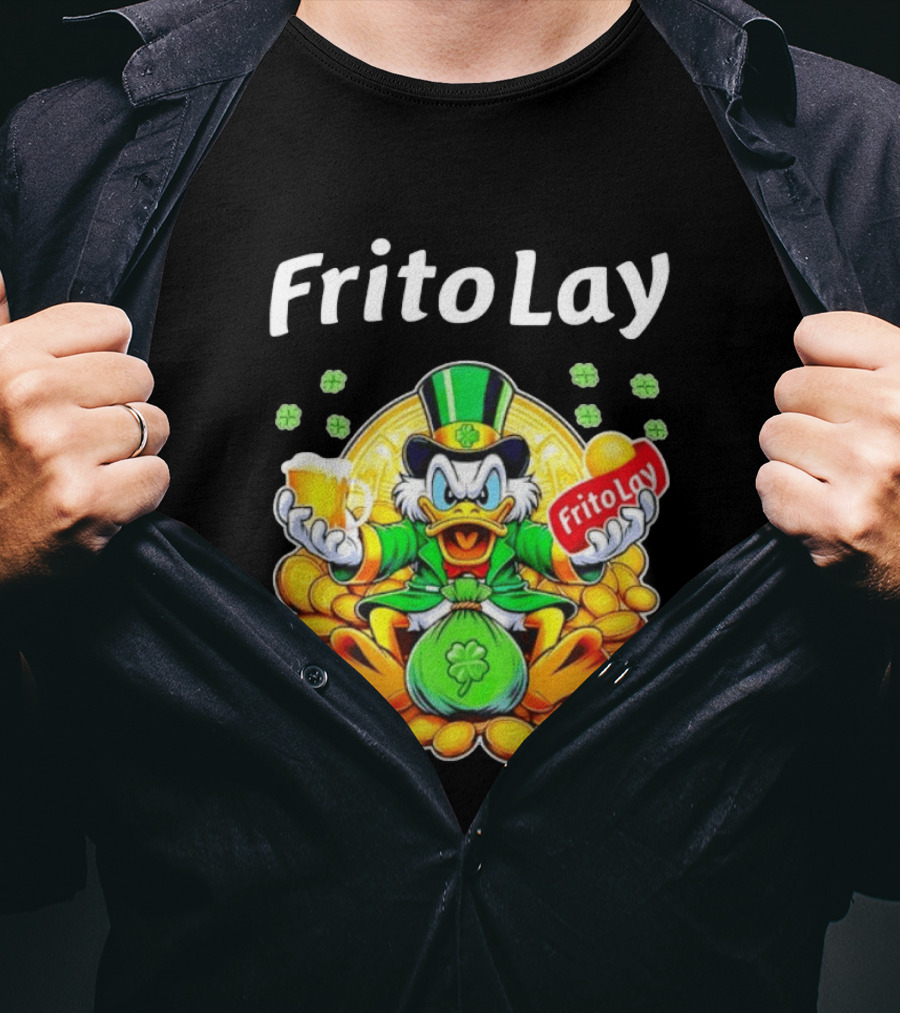 Frito Lay Scrooge McDuck St Patrick's Day Luck Coins Clover Beer T-Shirt