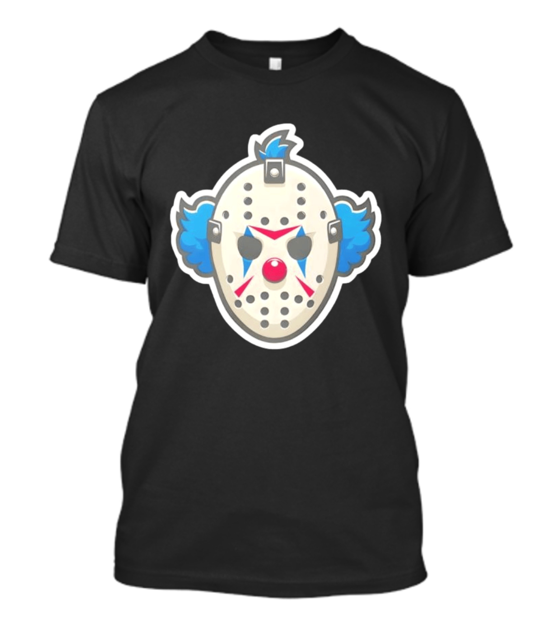 Killer Clown Hockey Mask Horror Mashup Iconic Creepy Face T-Shirt