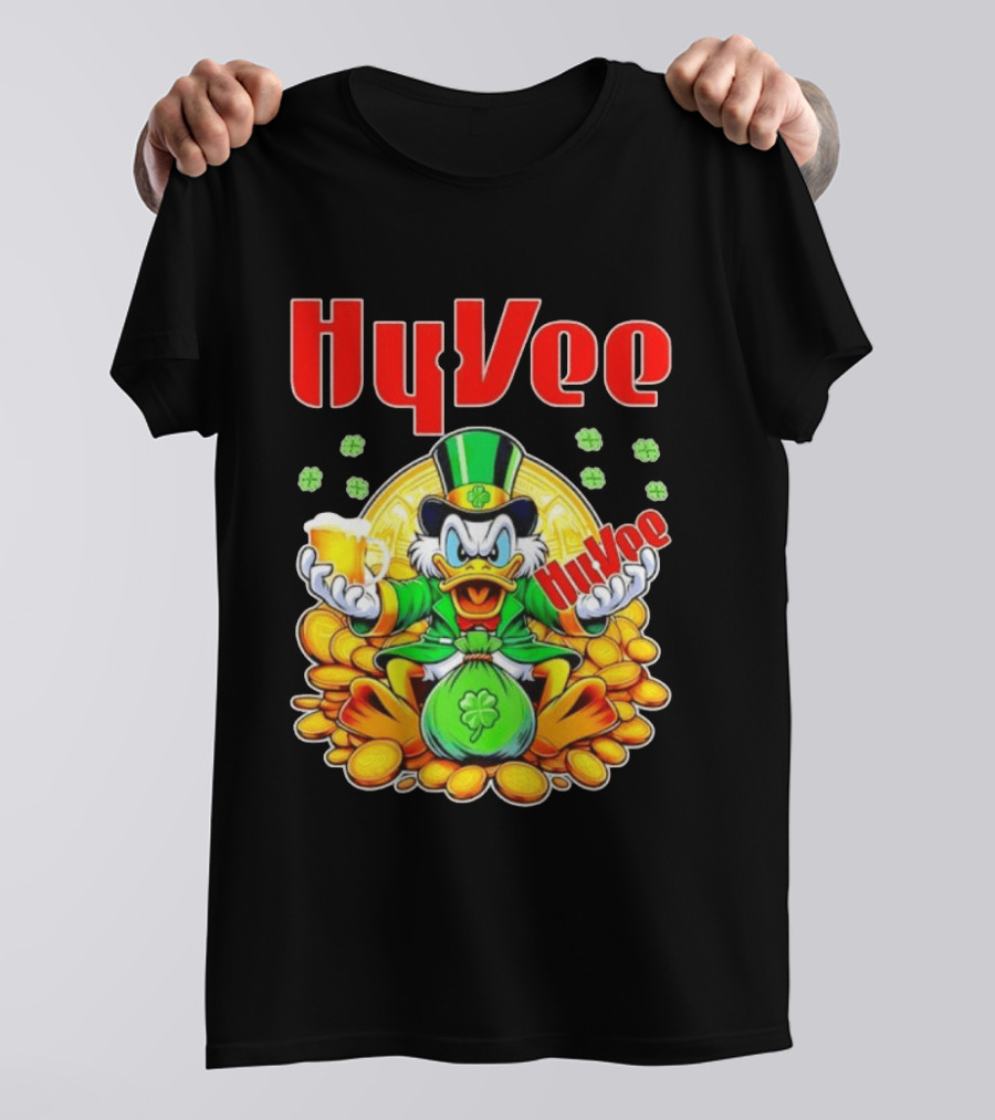 HyVee Scrooge McDuck St Patrick's Day Celebration With Gold Coins And Clover T-Shirt