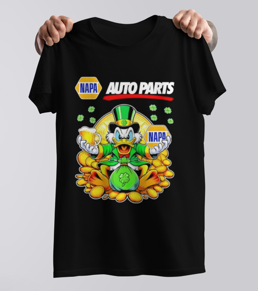 Scrooge McDuck NAPA Auto Parts St Patricks Day Coins And Beer T-Shirt