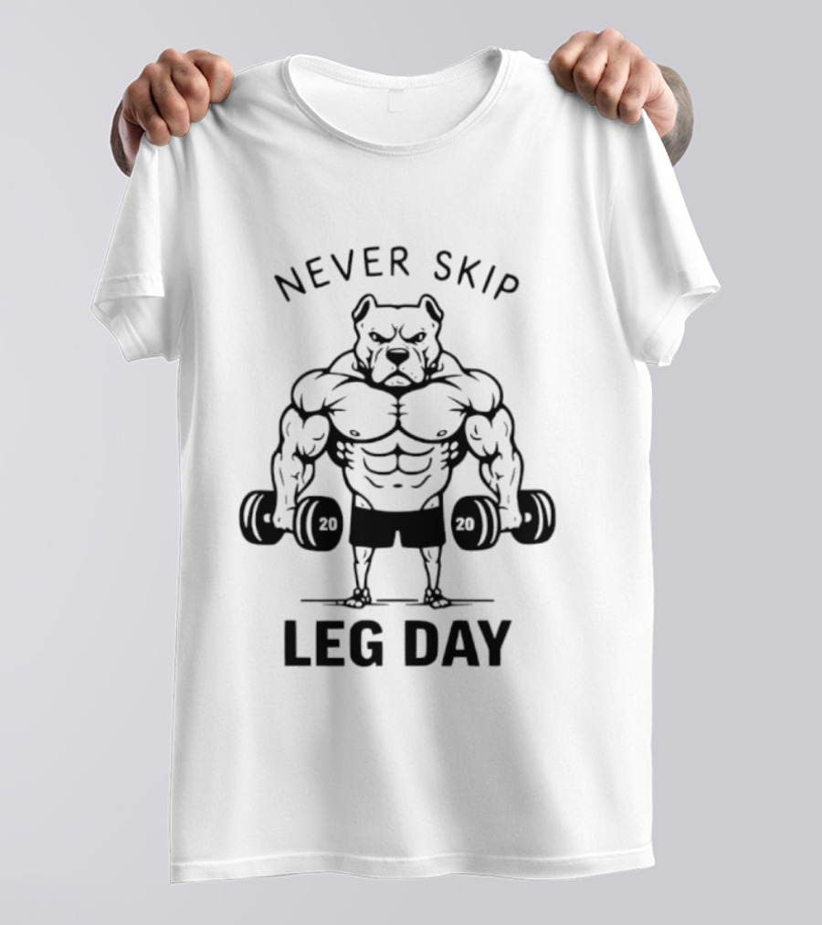 Hardcore Gym Workout Never Skip Leg Day Dog T-Shirt