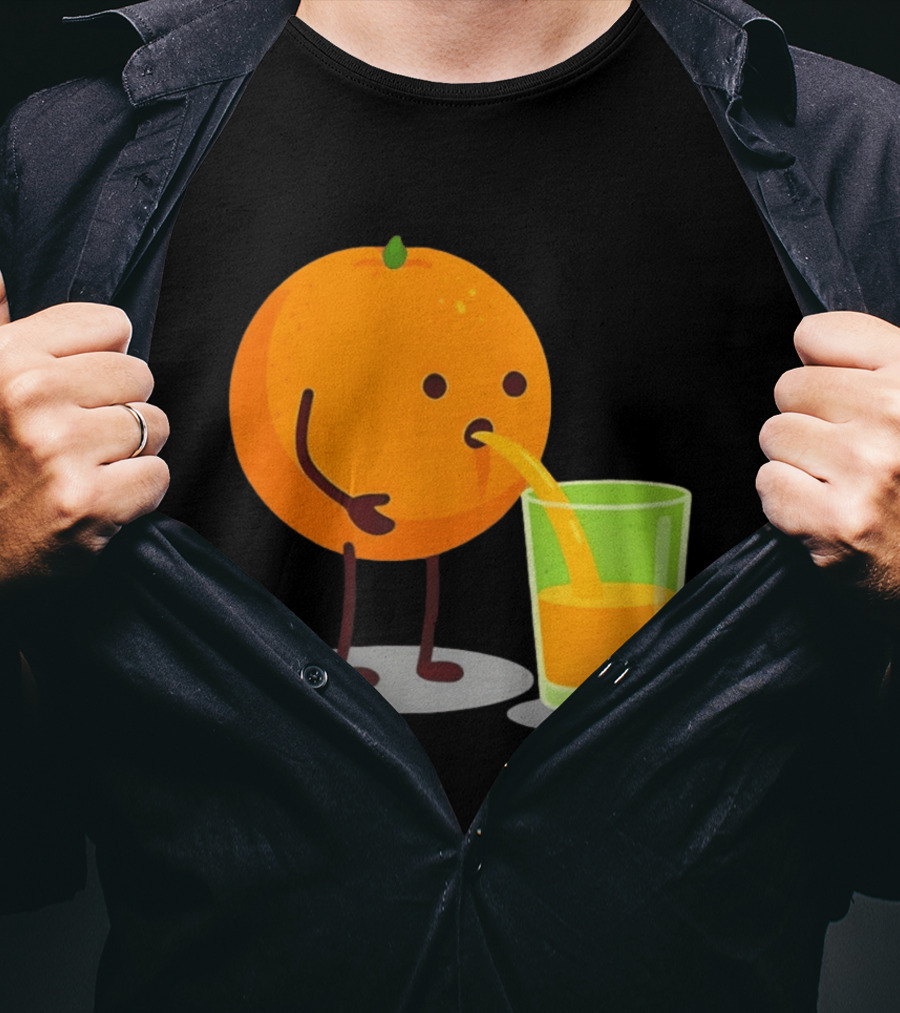 Orange Juice Squeezed Fun Cartoon T-Shirt