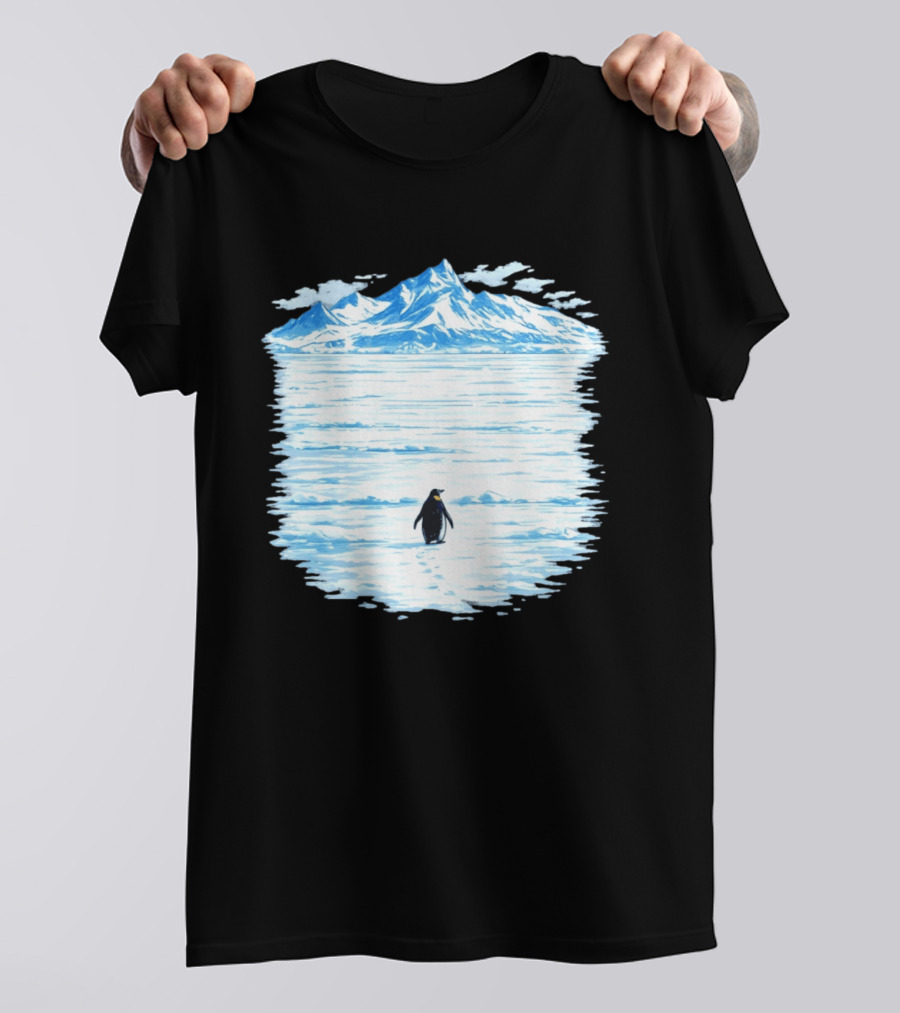 Penguin But Why Snowy Mountain Reflection T-Shirt