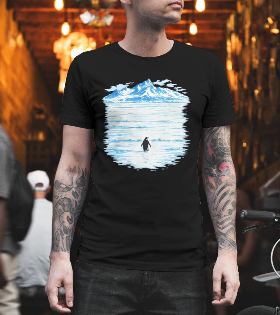 Penguin But Why Snowy Mountain Reflection T-Shirt
