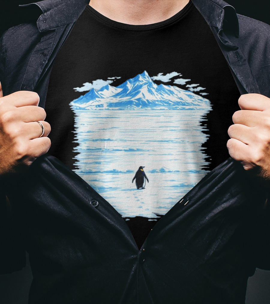 Penguin But Why Snowy Mountain Reflection T-Shirt