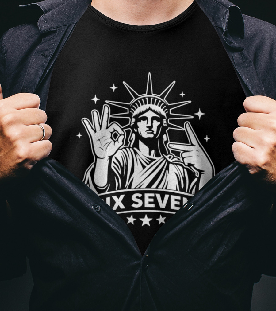 Statue Of Liberty Six Seven Hand Gesture Stars T-Shirt
