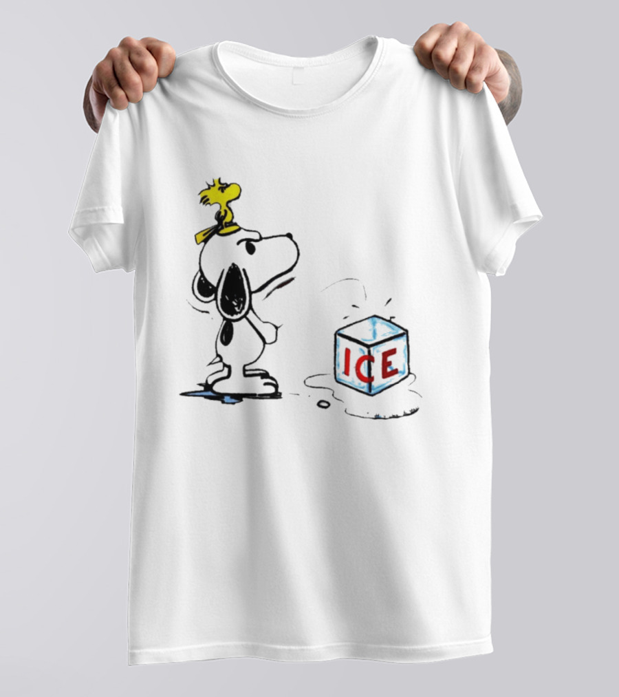 Snoopy Woodstock Piss On Ice Cube Block T-Shirt