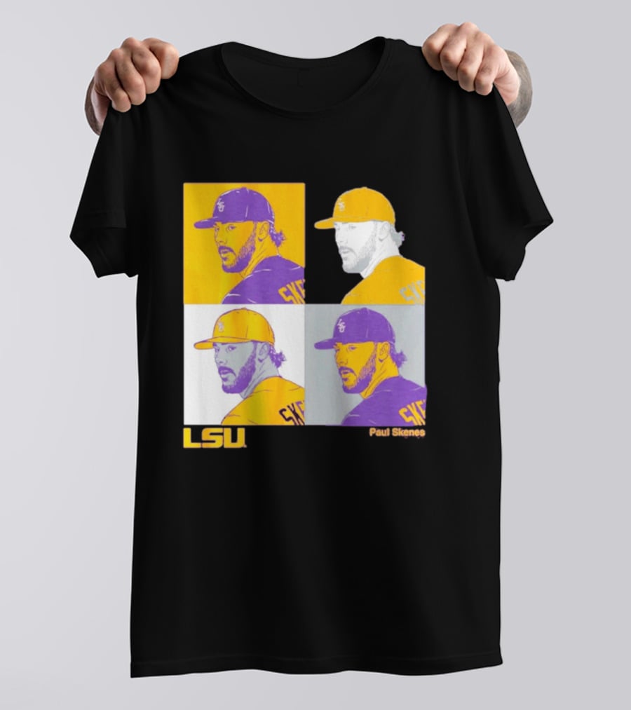 LSU Baseball Paul Skenes Colorful Collage Panels T-Shirt