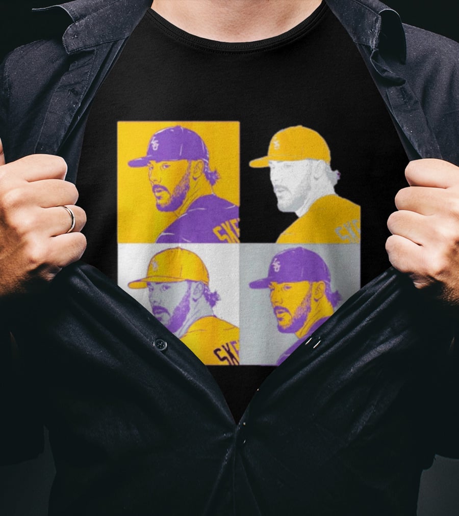 LSU Baseball Paul Skenes Colorful Collage Panels T-Shirt
