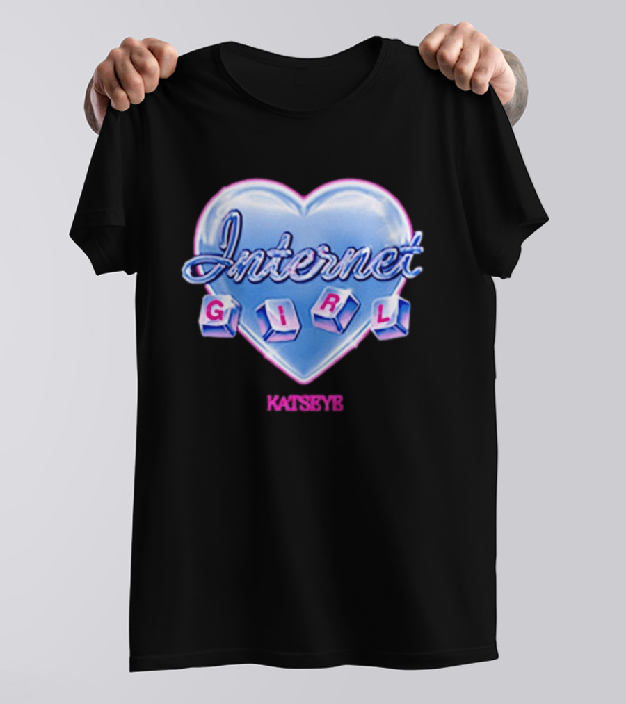 Katseye Internet Girl Neon Blue Heart T-Shirt