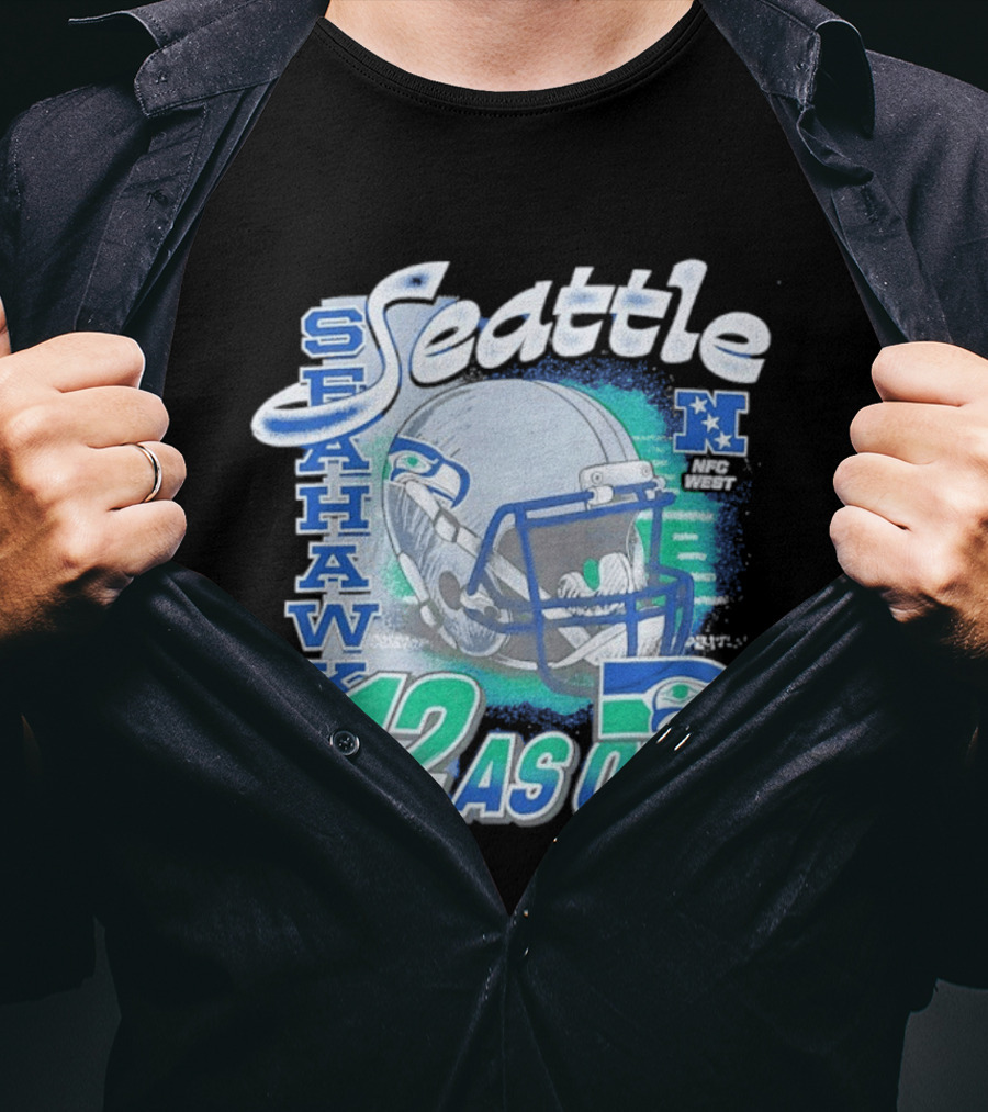 Seattle Seahawks 12 As One NFC West Football Helmet T-Shirt
