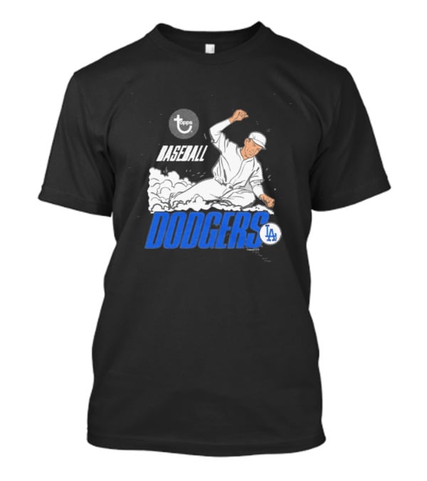 Dodgers LA Baseball Cartoon Topps MLB Raglan T-Shirt