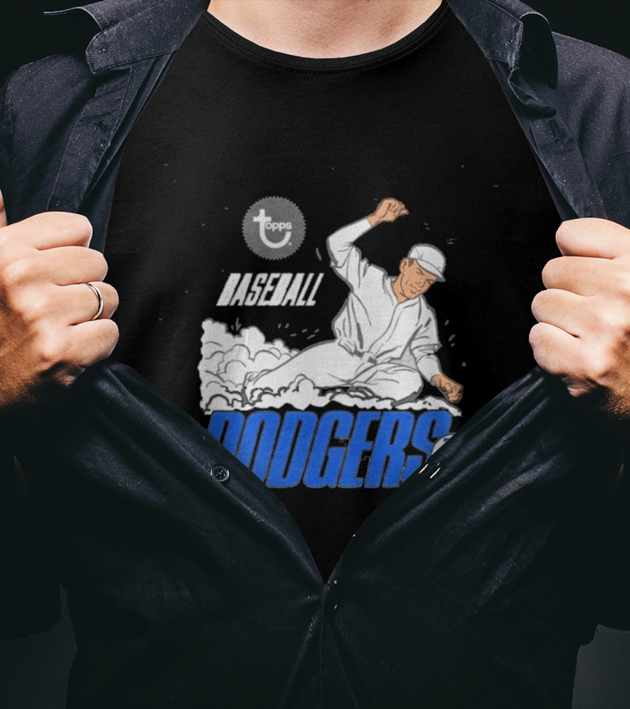 Dodgers LA Baseball Cartoon Topps MLB Raglan T-Shirt