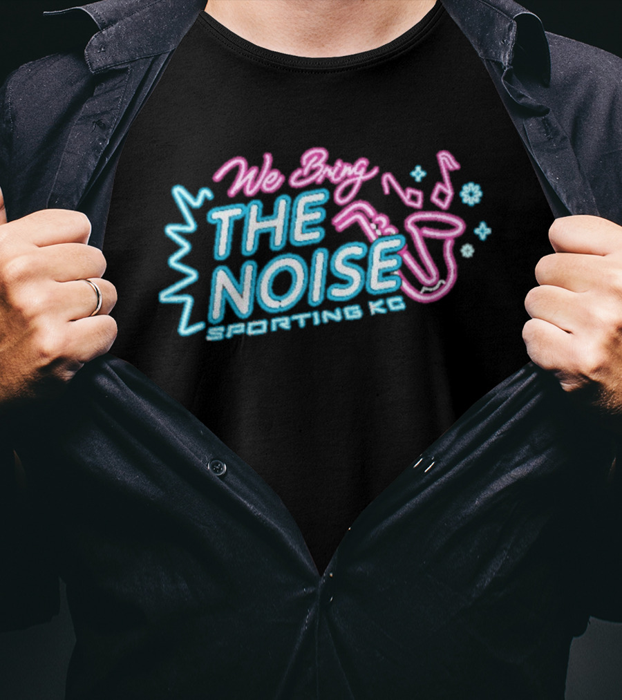 We Bring The Noise Sporting KC Blue Pink Saxophone T-Shirt