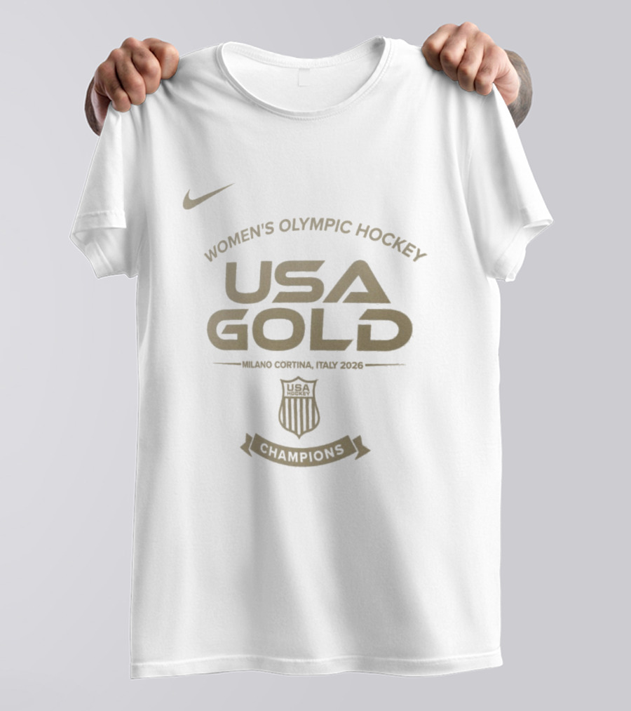 Women's Olympic Hockey USA Gold Milano Cortina Italy 2026 Champions Nike T-Shirt