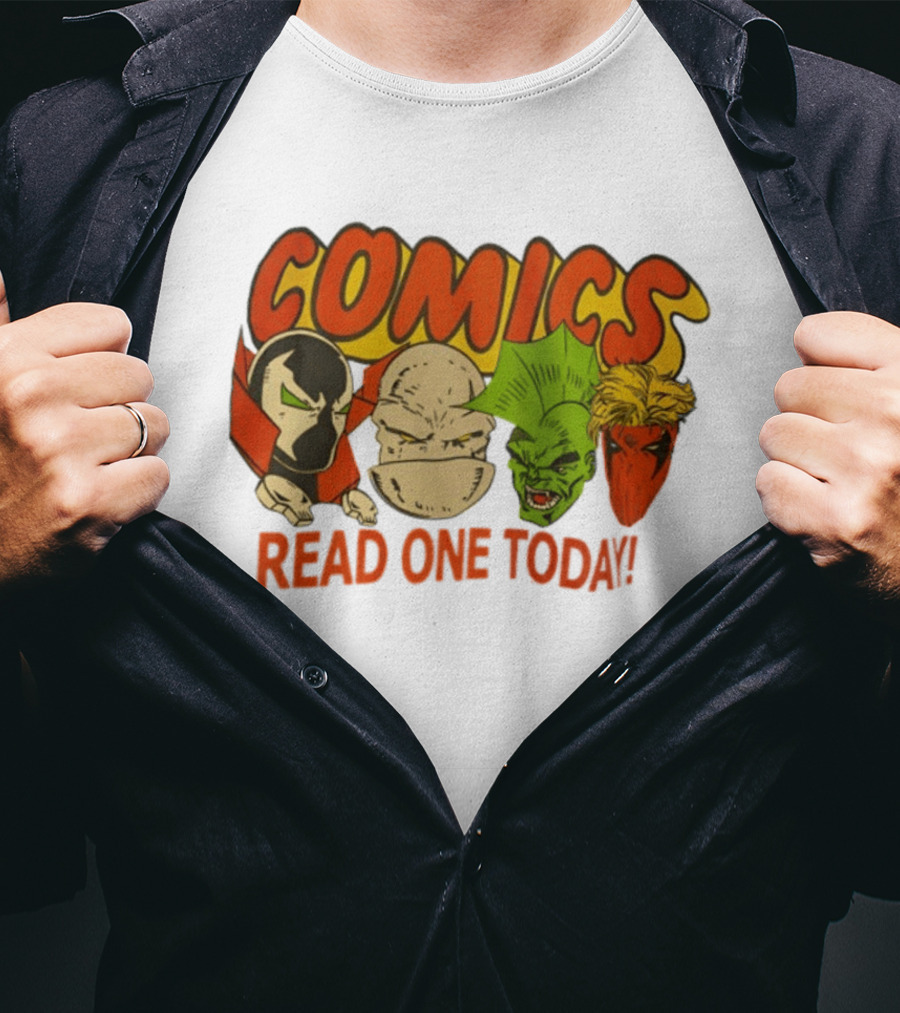 Comics Read One Today Characters Face T-Shirt