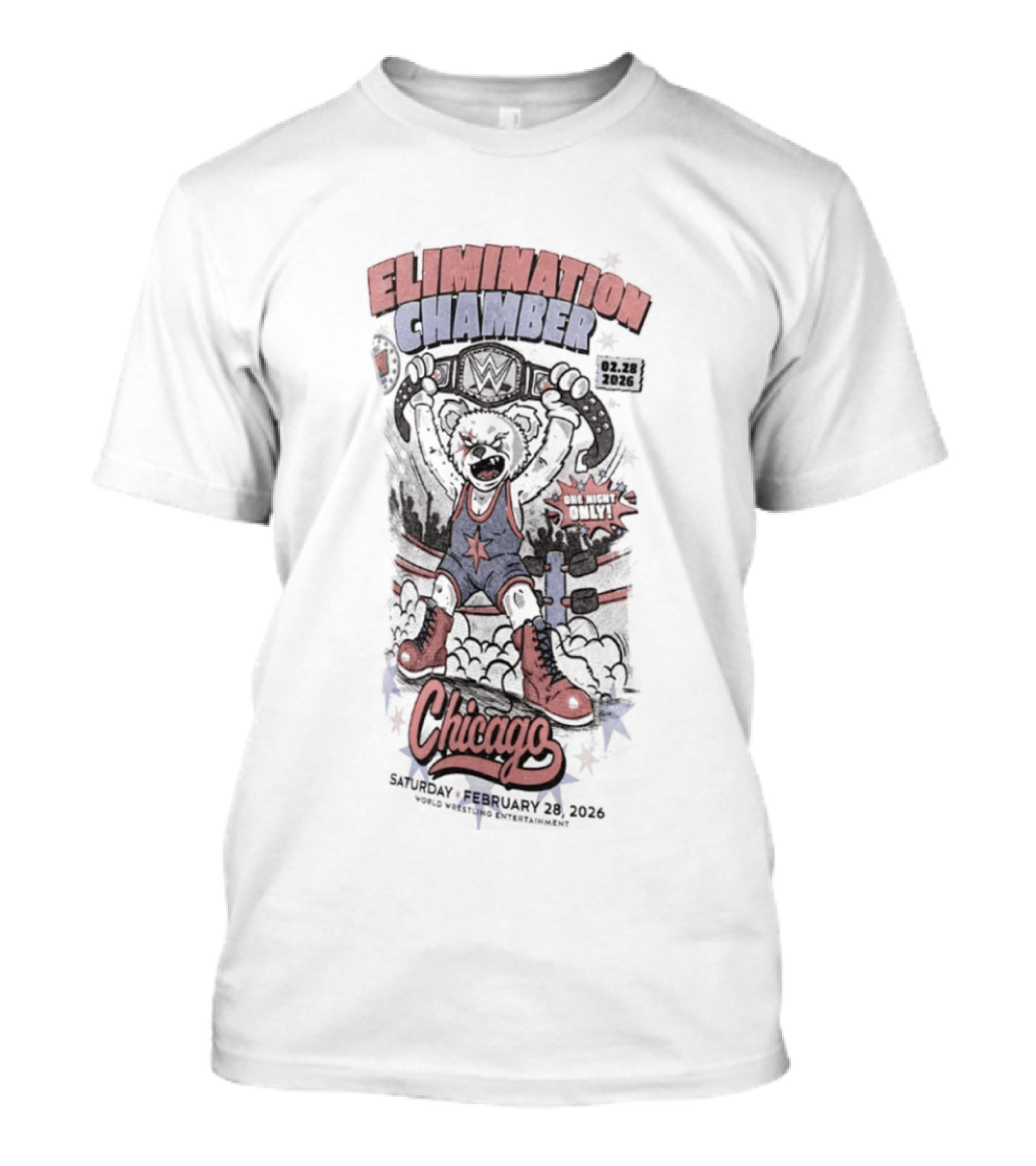Elimination Chamber 2026 Chicago Cartoon Bear T-Shirt