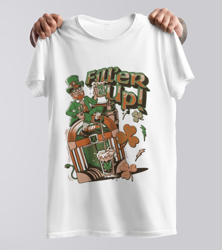 Fill'er Up St. Patrick's Day Leprechaun Beer And Jukebox Celebration T-Shirt
