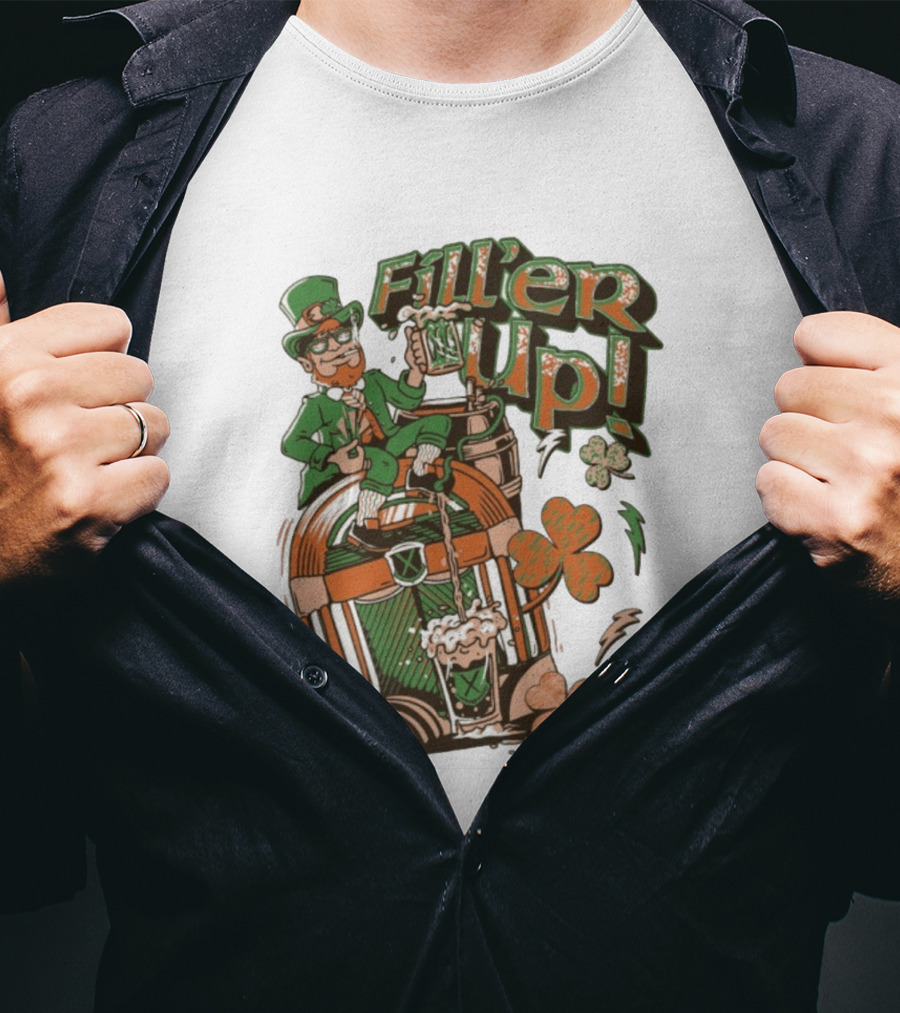 Fill'er Up St. Patrick's Day Leprechaun Beer And Jukebox Celebration T-Shirt
