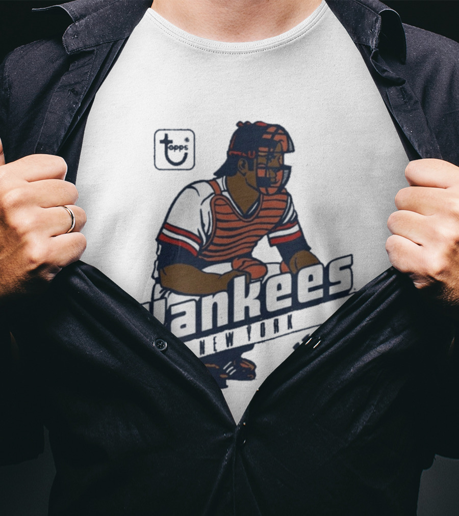MLB Topps New York Yankees Catcher Cartoon Yankees NY T-Shirt