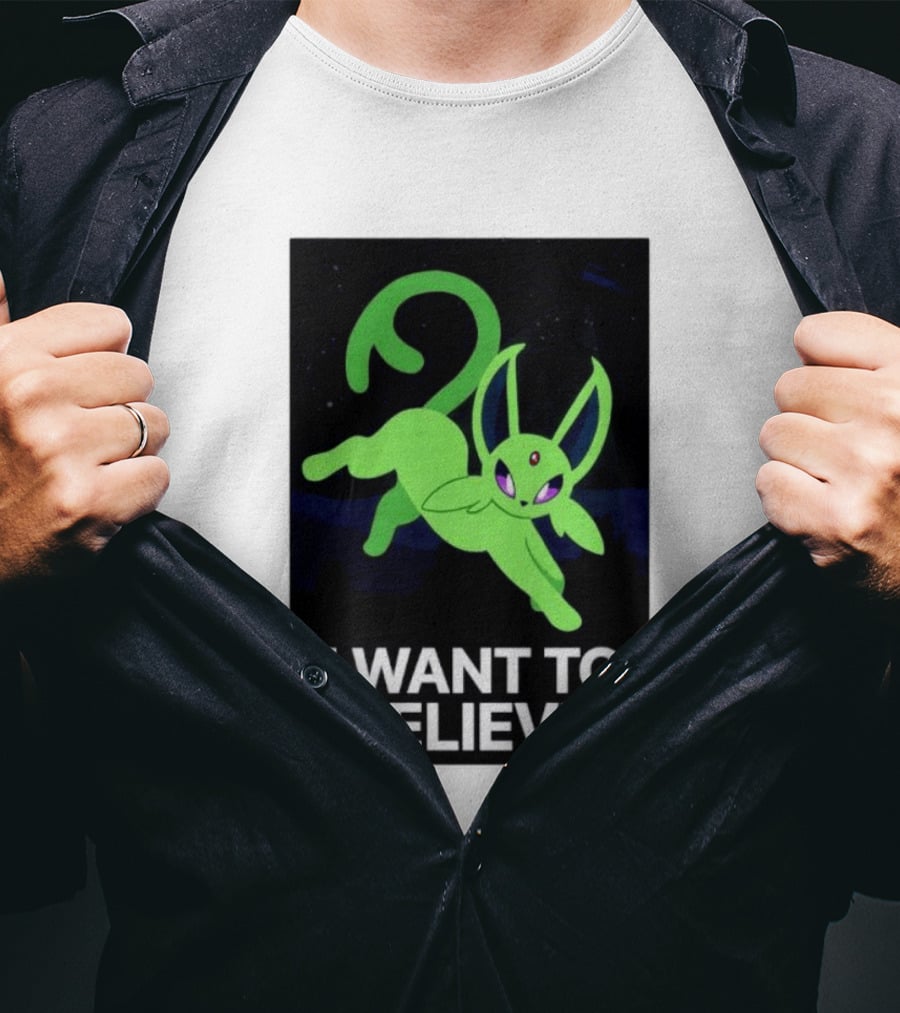 Shiny Espeon I Want To Believe Paranormal T-Shirt