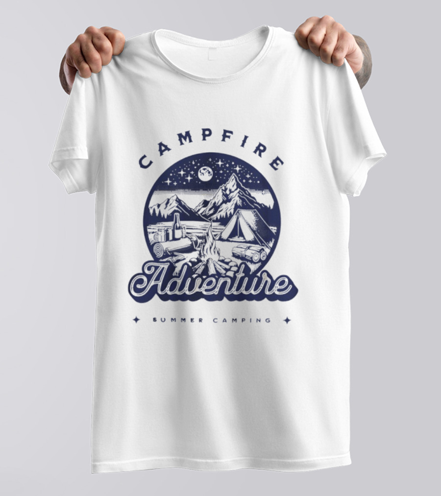 Campfire Adventure Mountains Summer Camping Experience T-Shirt