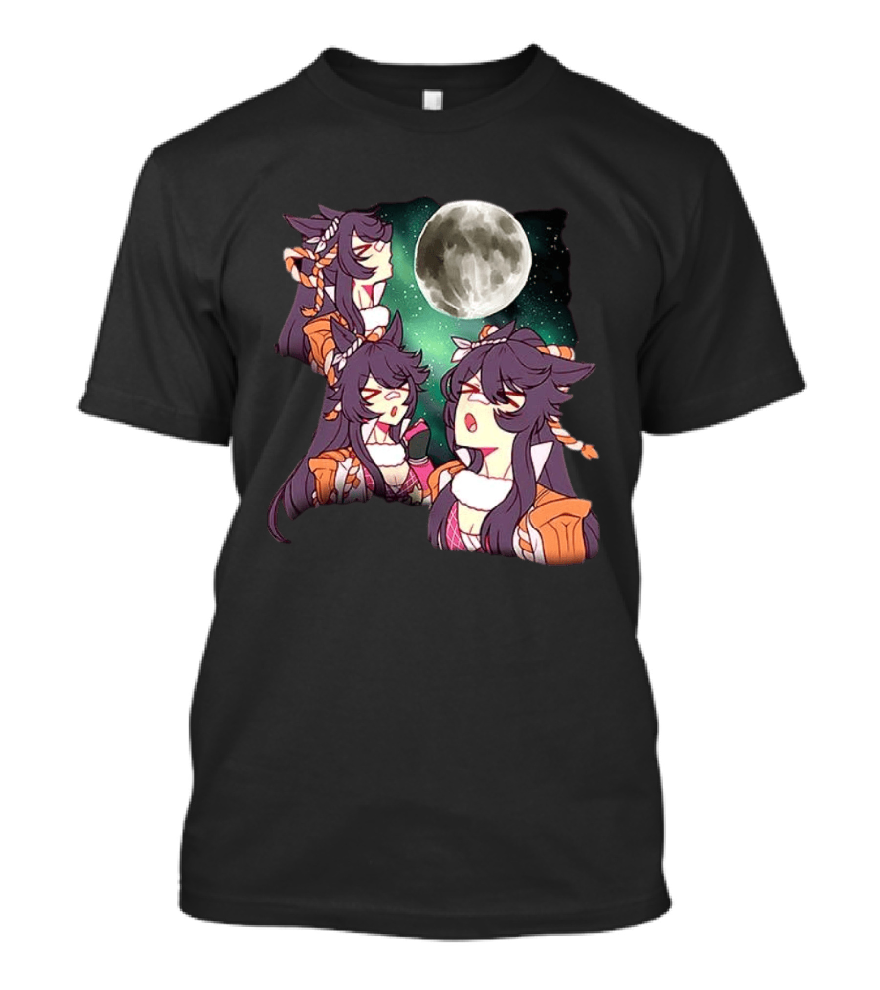 Agnes Tachyon Anime Character Three Wolf Moon Meme T-Shirt
