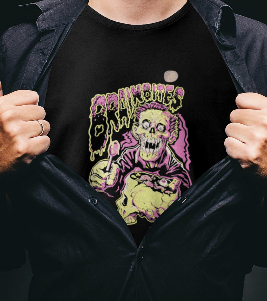 Brainbites Eat More Brains Horror Zombie Eating T-Shirt