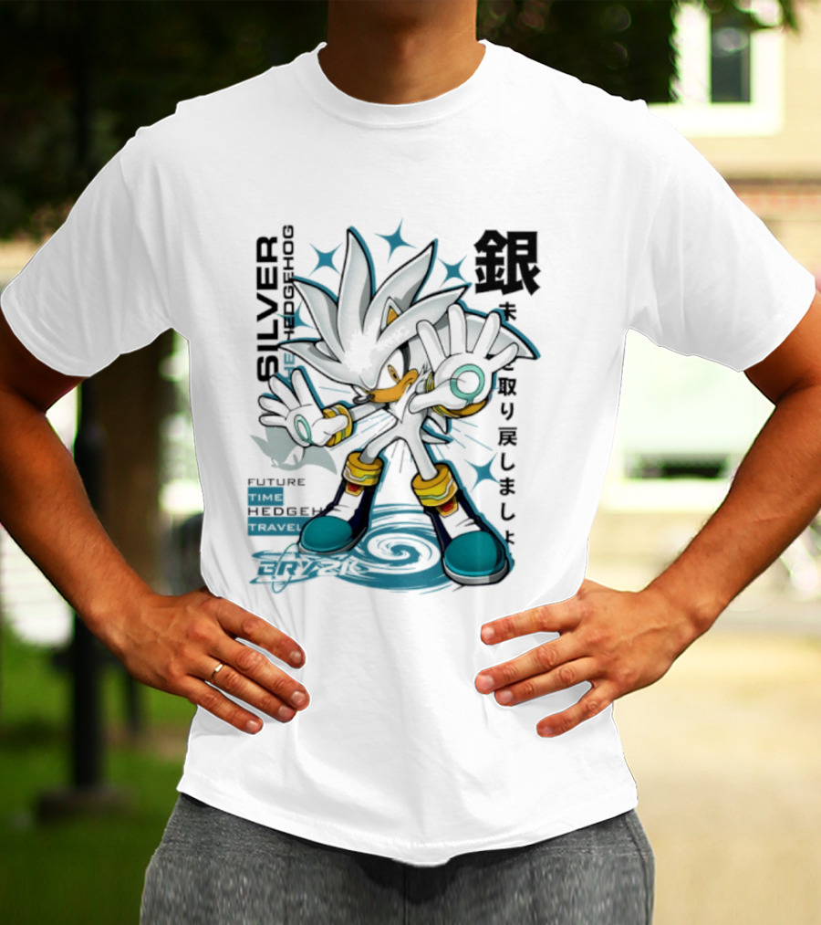 Silver Psychokinesis Future Hedgehog Japanese T-Shirt