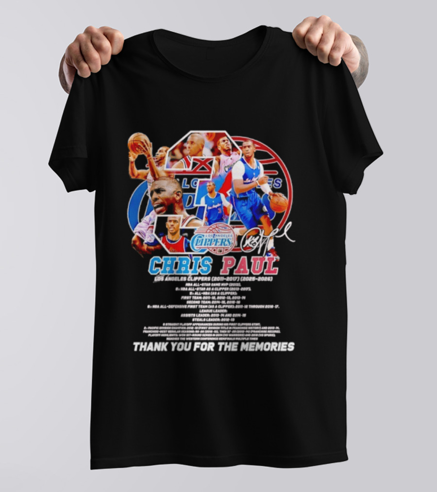 Chris Paul Los Angeles Clippers Memories Highlights And Signature Thank You T-Shirt