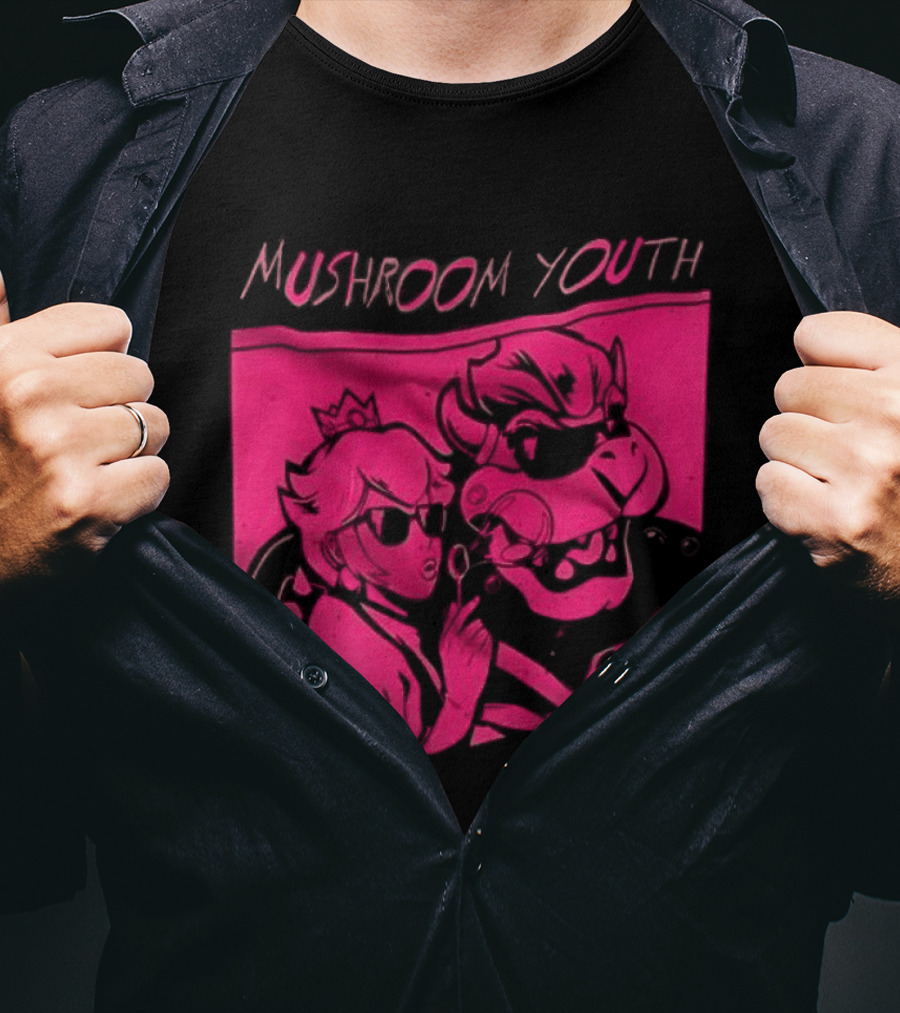 Mushroom Youth Cartoon Cow And Girl Friends Pop T-Shirt