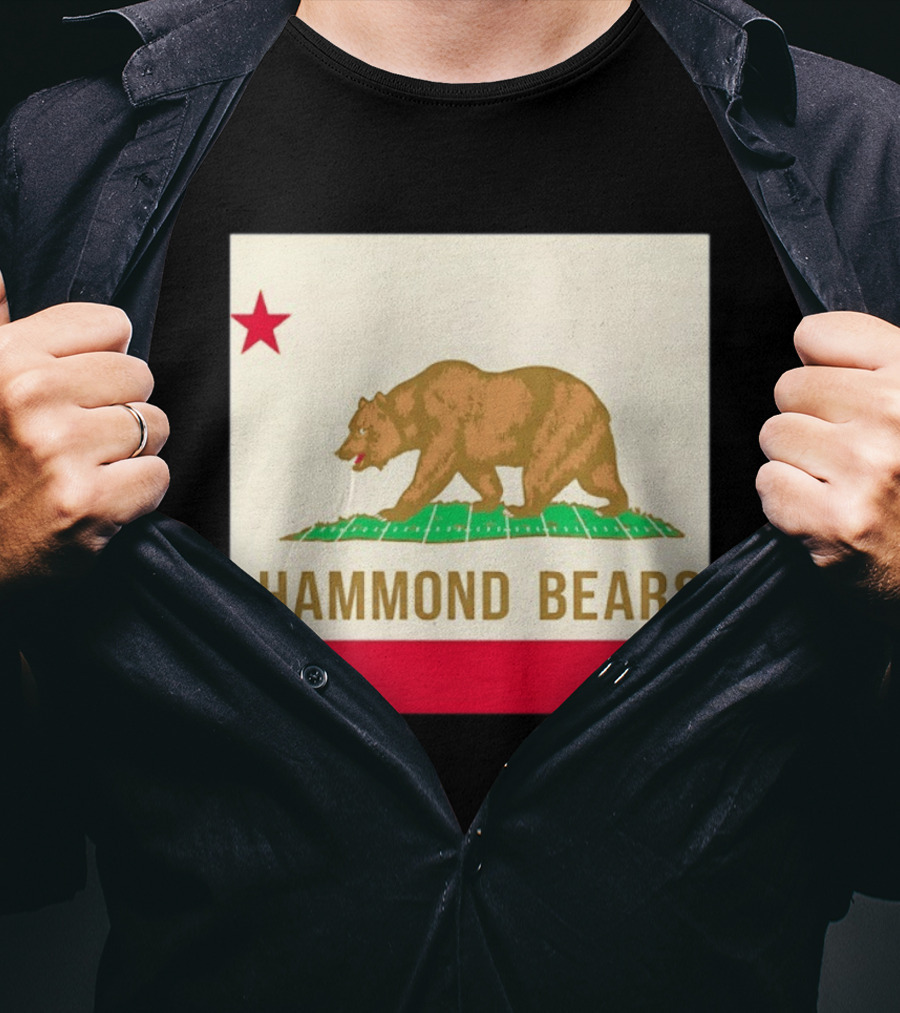 Hammond Bears California Flag Red Star Bear Image T-Shirt