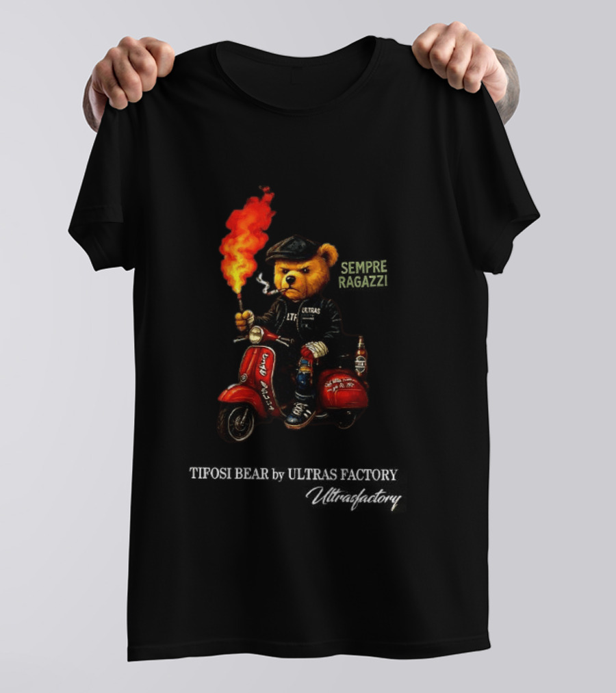 Tifosi Bear Vespa Scooter Ultras Factory Fan With Flare T-Shirt