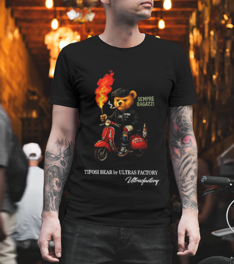 Tifosi Bear Vespa Scooter Ultras Factory Fan With Flare T-Shirt