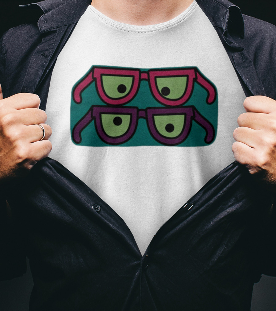 Wacky Eyewear Double Layered Fun Retro Glasses T-Shirt