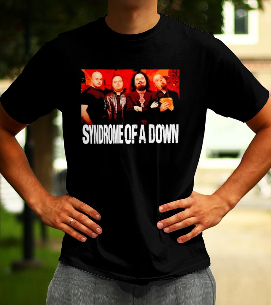 Syndrome Of A Down Band Spoof With Four Figures Eating Pizza T-Shirt