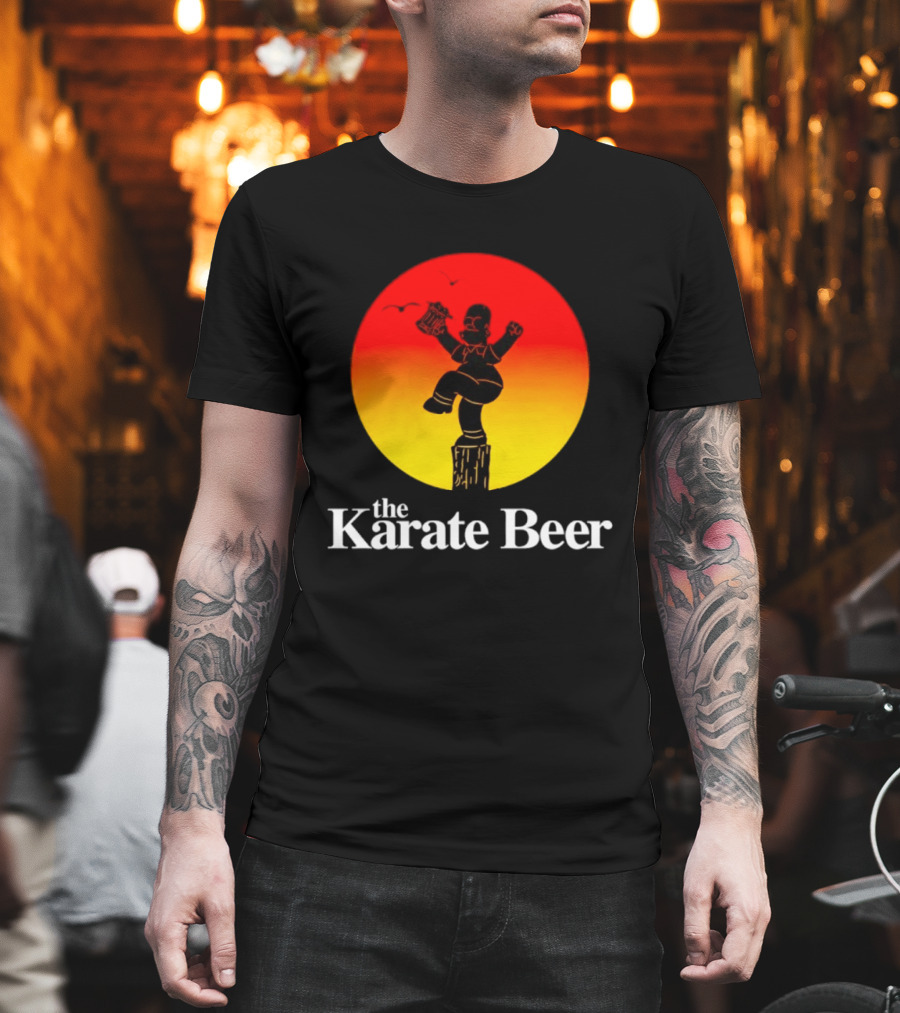 The Karate Beer Sunset Crane Pose Beer T-Shirt
