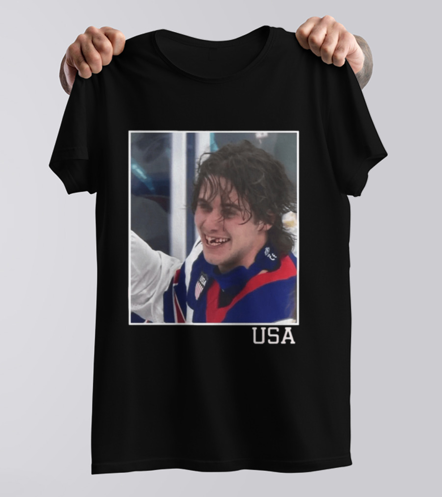 Jack Hughes USA Hockey Toothless Smile T-Shirt