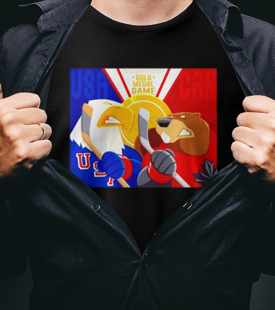 USA Vs Canada 2026 Men's Hockey Gold Medal Game Eagle Vs Beaver Showdown T-Shirt