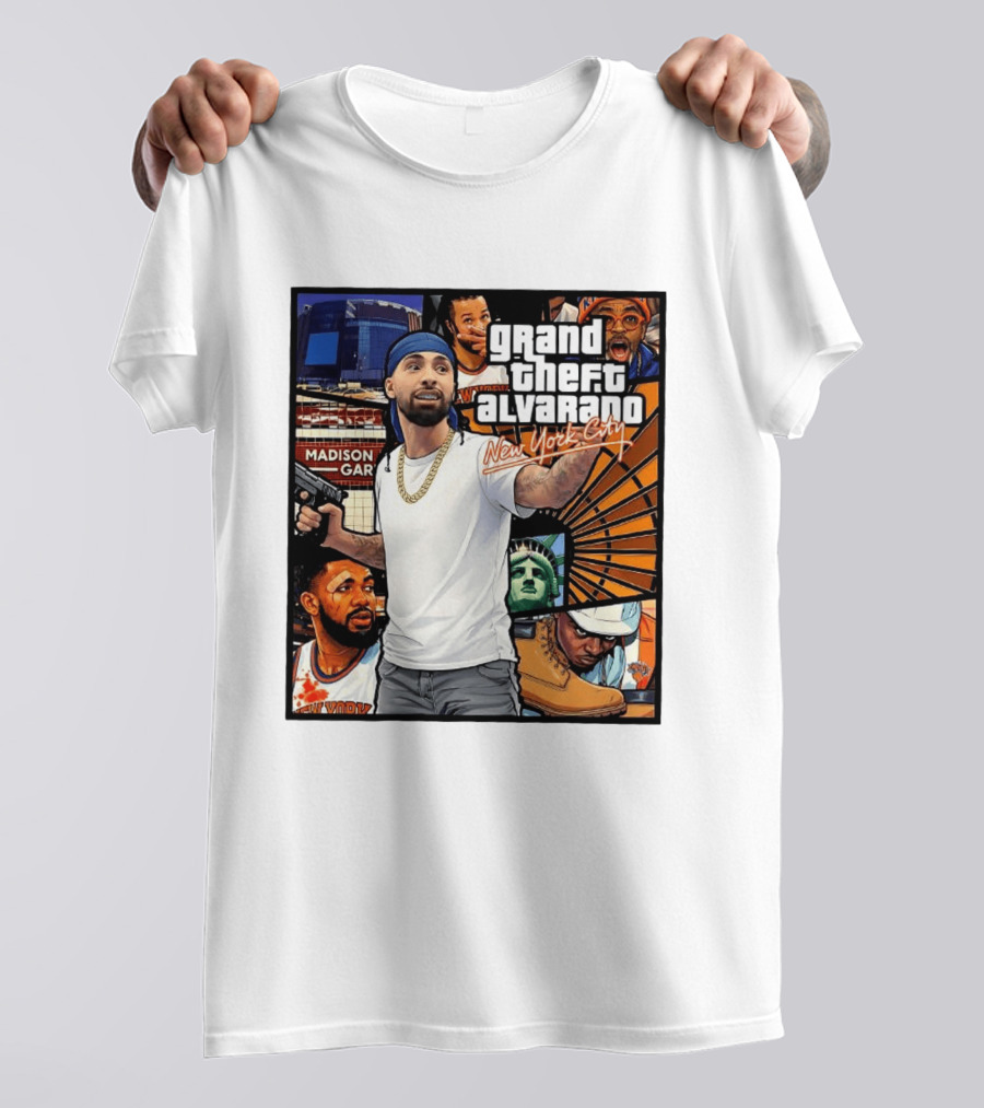 Grand Theft Alvarado New York City Madison Square Garden Statue Of Liberty T-Shirt