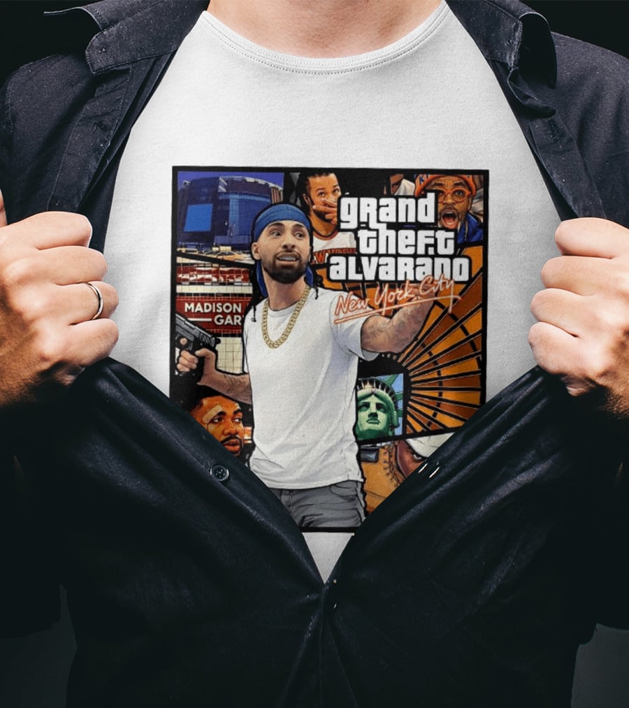 Grand Theft Alvarado New York City Madison Square Garden Statue Of Liberty T-Shirt