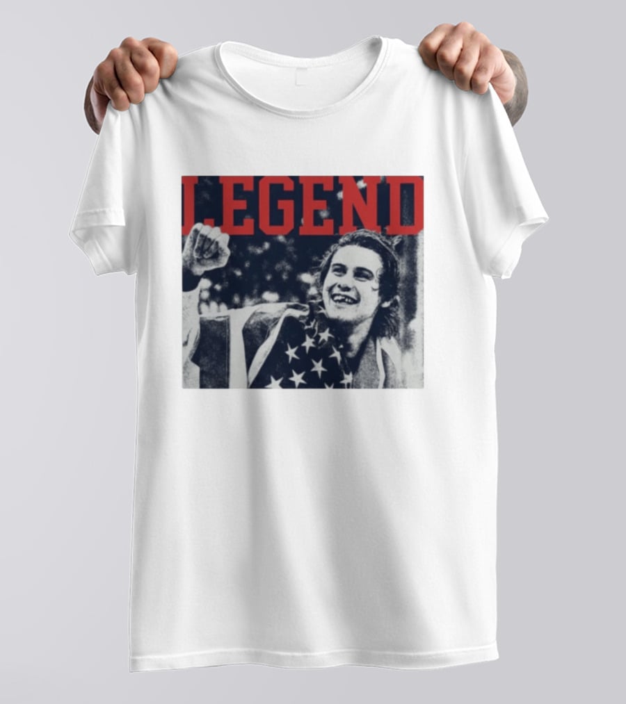 The Ice Sacrifice Jack Hughes Legend Fist Raised American Flag T-Shirt