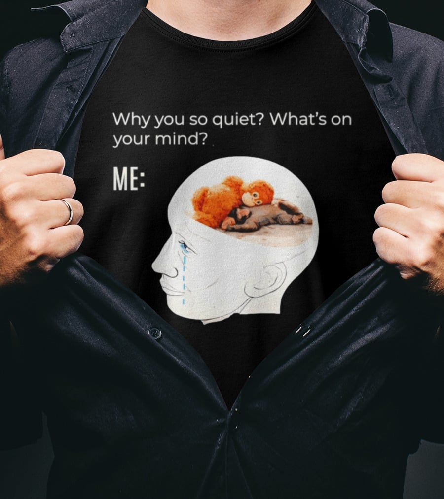 Punch Monkey Why You So Quiet What's On Your Mind Quirky Plush Toy Headspace T-Shirt