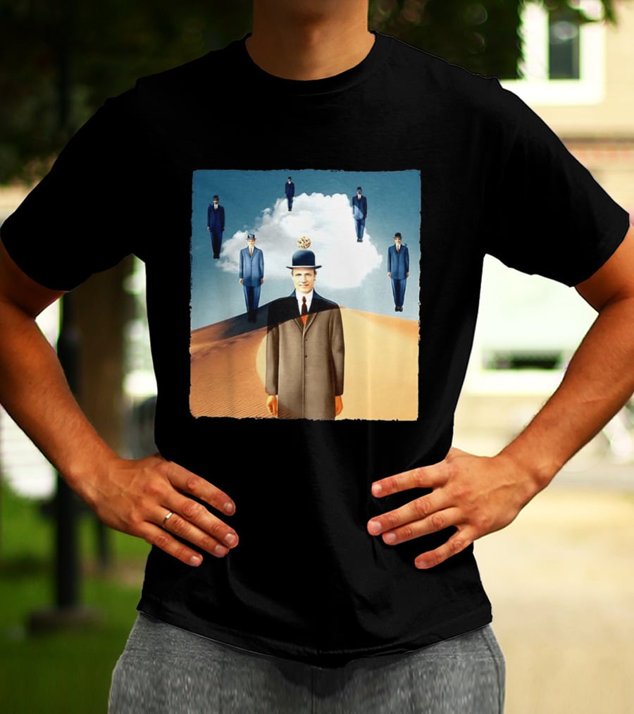 René Magritte X Jean Leloup Son Of Man Remix Surreal Desert Landscape T-Shirt