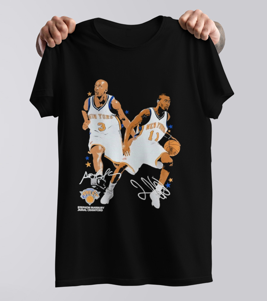 Stephon Marbury Jamal Crawford New York Knicks 3 11 Signatures T-Shirt