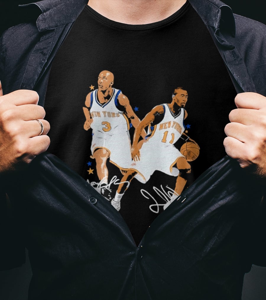Stephon Marbury Jamal Crawford New York Knicks 3 11 Signatures T-Shirt
